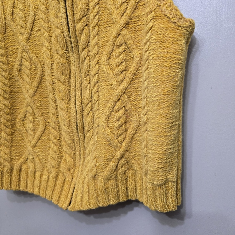 Susan Bristol Yellow Vest Cableknit Sleeveless Zip Up Sweater Womans Tassle M - Picture 4 of 12